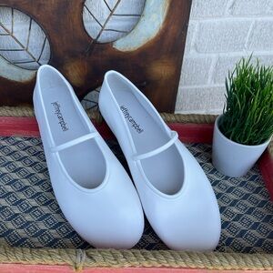 Jeffrey Campbell White Minimalist Flats with Elastic Strap